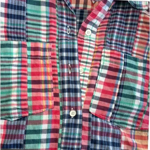 Tommy Hilfiger Women Petite S Plaid Shirt Casual Black Multicolor - Picture 5 of 10